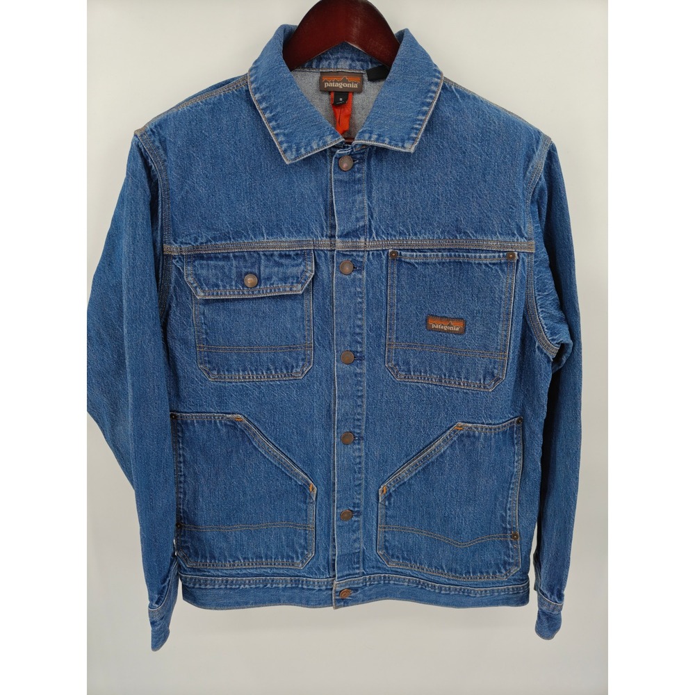 Patagonia Mens Worn Wear Denim Trucker Jacket STY27850 Blue Medium Wash USA M